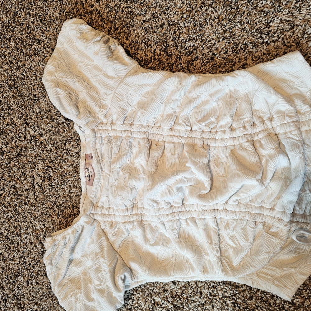 White Textured Blouse